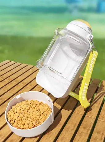 Portable Water Bottle & Food Dispenser - 2 - in - 1 Pet Travel Station for Travel, Hiking, and Walking. - For Our Little One
